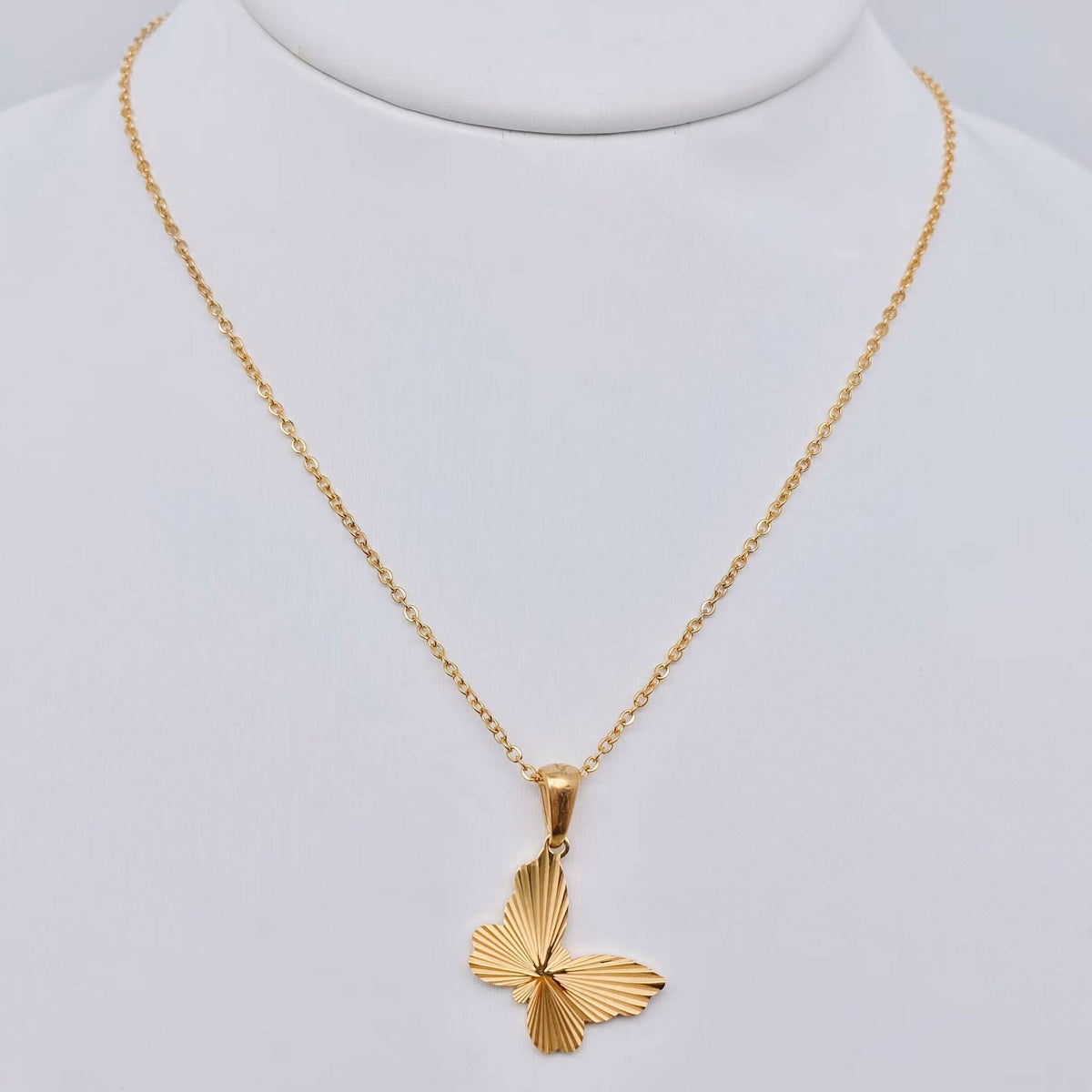 Gold Plated Stainless Steel Butterfly Pendant Necklace